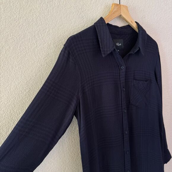 Rails Bianca Long Sleeve Tunic Dress Women’s M Charcoal Shadow Plaid Button Up - Picture 5 of 14